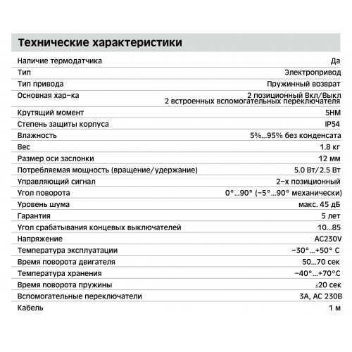 BLF230-05-T электропривод противопожарных клапанов с термодатчиком