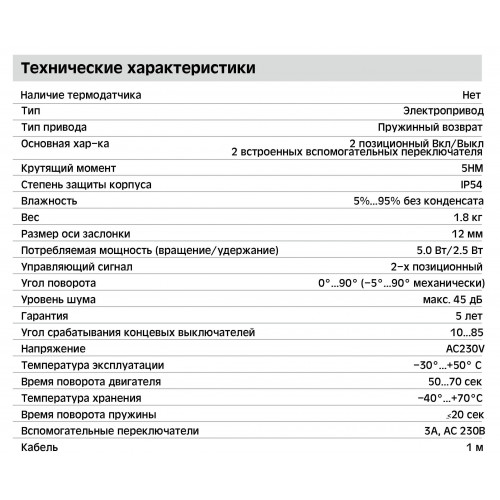 TS230-05S электропривод воздушных клапанов