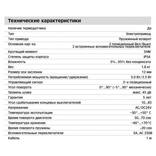 BLF24-05-T электропривод противопожарных клапанов с термодатчиком