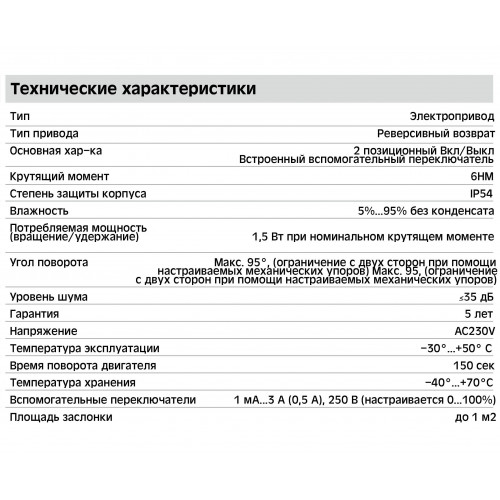 LM230-6 реверсивный электропривод воздушных клапанов