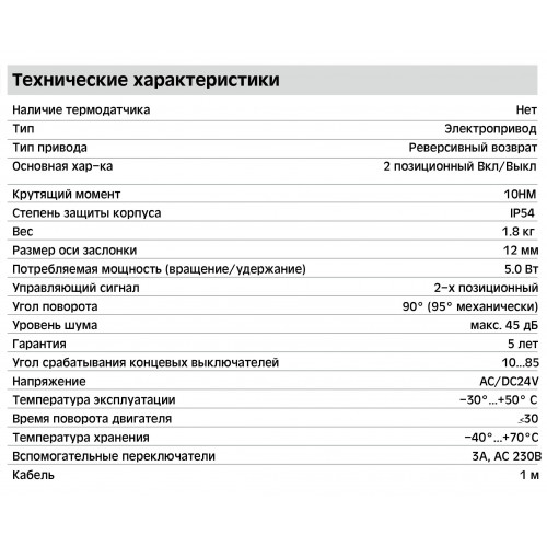 BLE24-10 реверсивный электропривод дымовых клапанов