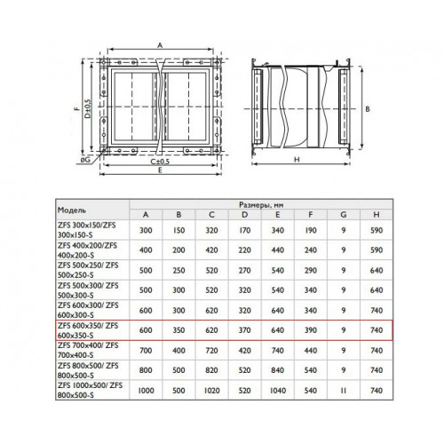 ZFFS (EU7) 600*350 Сменная фильтрующая вставка