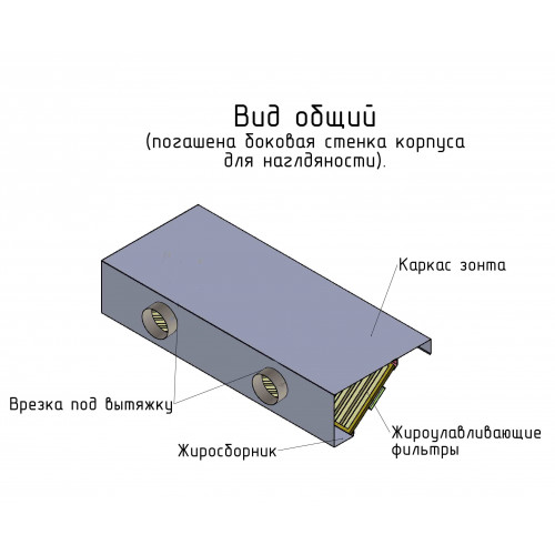 ЗВП 350x800x1000 н1 пристенный тип 1 зонт вытяжной из нержавеющей стали 1 мм выход d160